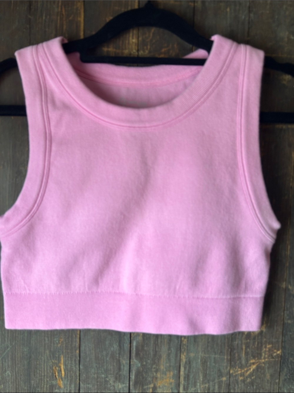 Women's Pink Ribbed Cropped Tank Top
